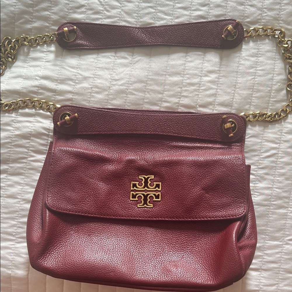 Tory Burch Wine Leather Crossbody Bag